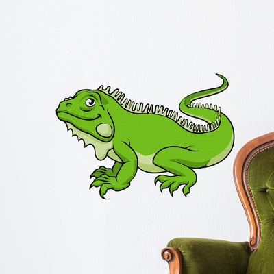 Cartoon Iguana Lizard Wall Decal shown on a wall