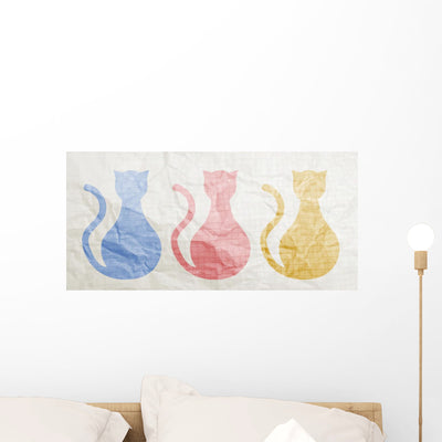 Color Cats Paper Wall Decal shown on a wall