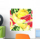 Watercolor seamless background with melon and watermelon Wall Mural