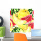 Watercolor seamless background with melon and watermelon Wall Mural