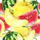Watercolor seamless background with melon and watermelon Wall Mural