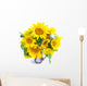 Bouquet of sunflowers are on a white background Wall Decal
