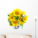 Bouquet of sunflowers are on a white background Wall Decal