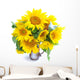 Bouquet of sunflowers are on a white background Wall Decal