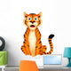 Cute Tiger Cartoon Sitting Wall Decal