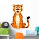 Cute Tiger Cartoon Sitting Wall Decal