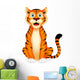 Cute Tiger Cartoon Sitting Wall Decal