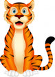 Cute Tiger Cartoon Sitting Wall Decal