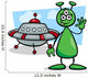 Alien with Ufo Cartoon Illustration Wall Decal