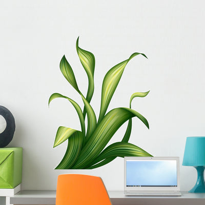 Creative Foliage Green Leaves Wall Decal shown on a wall