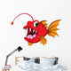 Red Monster Fish Cartoon Wall Decal