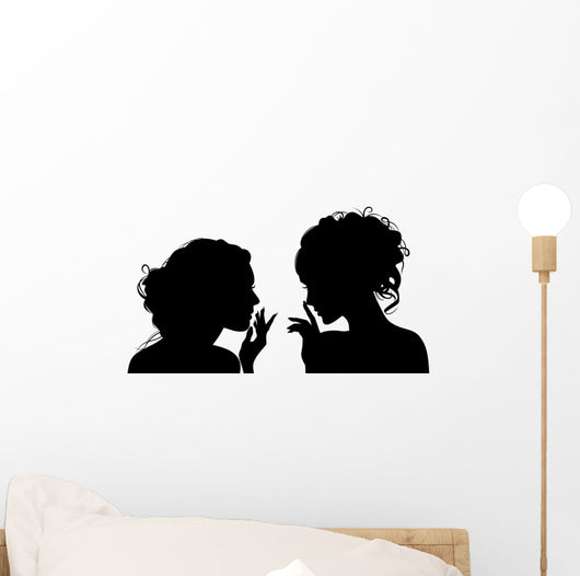 Vector Silhouette Girls Gossip
