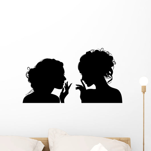 Vector Silhouette Girls Gossip