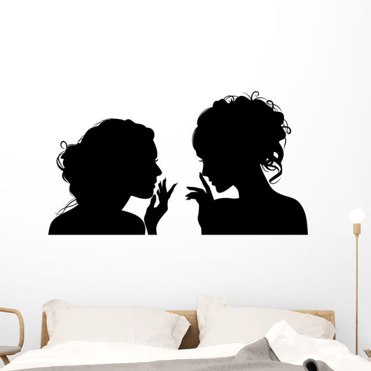 Vector Silhouette Girls Gossip
