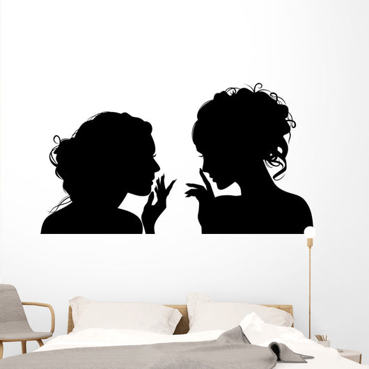 Vector Silhouette Girls Gossip