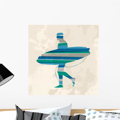 Vintage Multicolor Go Surfing shown on a wall