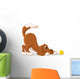 Cute Dog Cartoon Playing Yellow Ball Wall Decal