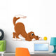 Cute Dog Cartoon Playing Yellow Ball Wall Decal
