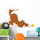 Cute Dog Cartoon Playing Yellow Ball Wall Decal