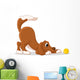 Cute Dog Cartoon Playing Yellow Ball Wall Decal