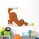 Cute Dog Cartoon Playing Yellow Ball Wall Decal