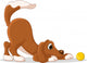 Cute Dog Cartoon Playing Yellow Ball Wall Decal
