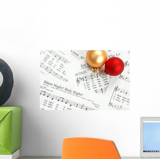 Music Notes With Christmas Carol Wall Mural