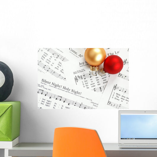 Music Notes With Christmas Carol Wall Mural