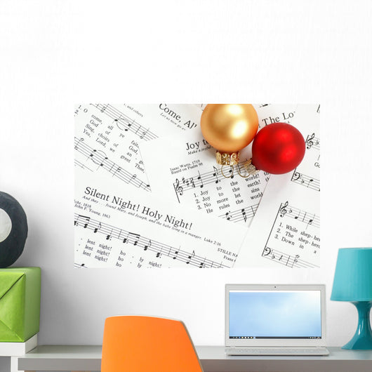Music Notes With Christmas Carol Wall Mural