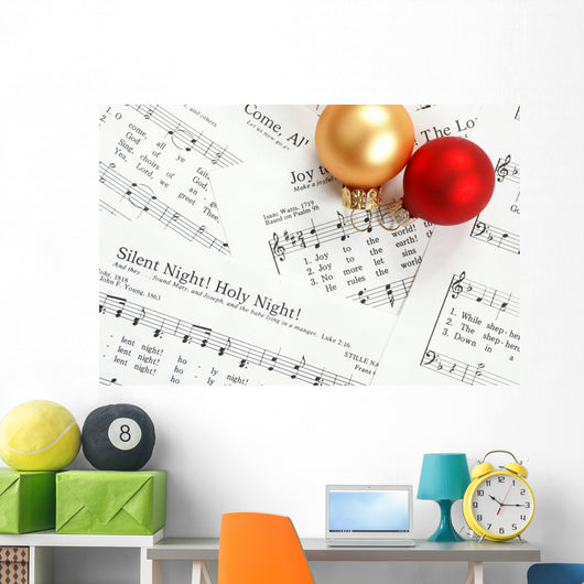Music Notes With Christmas Carol Wall Mural