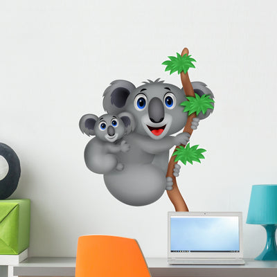 Mother and Baby Koala shown on a wall