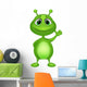 Cute Green Alien Cartoon Wall Mural