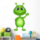 Cute Green Alien Cartoon Wall Mural