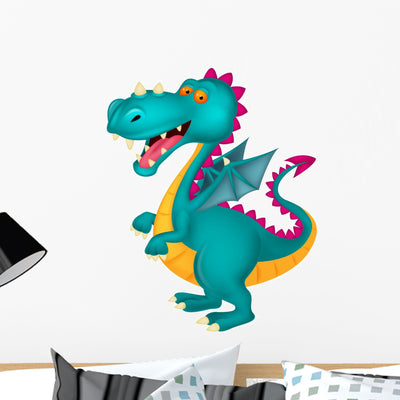 Dragon Cartoon Wall Decal shown on a wall