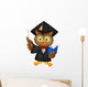 Owl wearing a graduation uniform giving a presentation. Wall Decal
