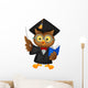 Owl wearing a graduation uniform giving a presentation. Wall Decal