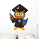 Owl wearing a graduation uniform giving a presentation. Wall Decal