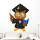 Owl wearing a graduation uniform giving a presentation. Wall Decal
