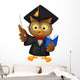 Owl wearing a graduation uniform giving a presentation. Wall Decal