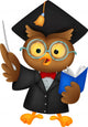 Owl wearing a graduation uniform giving a presentation. Wall Decal