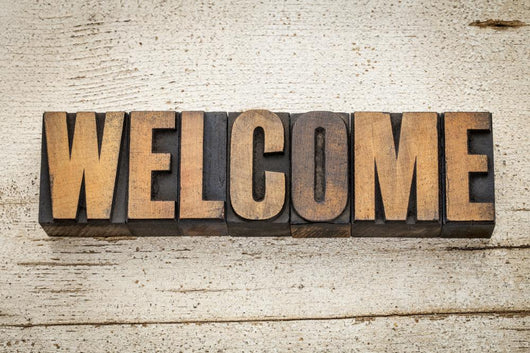 welcome word in wood type Wall Mural