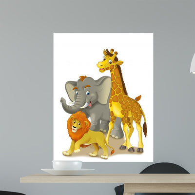Cartoon Safari Illustration for Wall Mural shown on a wall