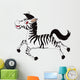 Funny Running Zebra Cartoon Wall Decal
