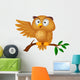 Cute owl cartoon waving Wall Decal