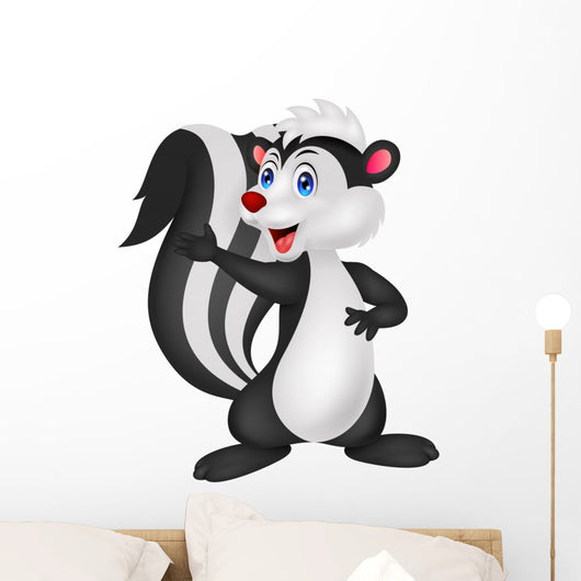 Cute skunk cartoon waving hand Wall Decal
