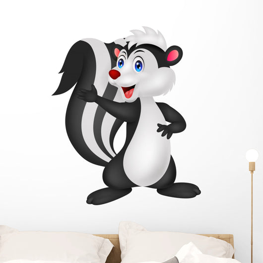 Cute skunk cartoon waving hand Wall Decal