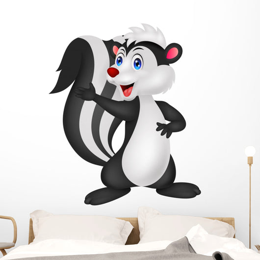 Cute skunk cartoon waving hand Wall Decal