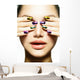 Manicure and Make-up. Nail art. Beauty Woman With Colorful Nails Wall Mural