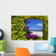 Natural Window With Petunias Wall Mural