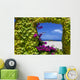 Natural Window With Petunias Wall Mural